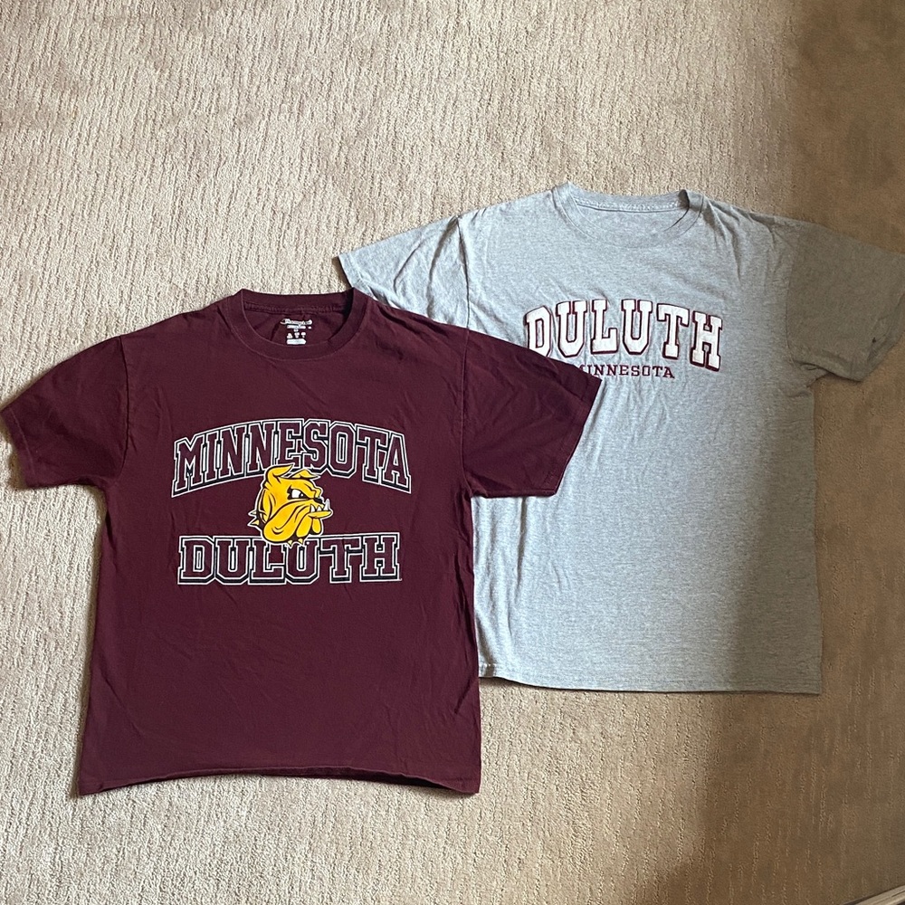 Champion Maroon and Gray Short Sleeve Duluth College Tees